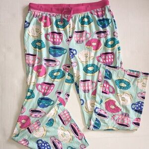Nite Nite by Munki Munki Pajama Pants | Coffe and Doughnuts Print | Size XL